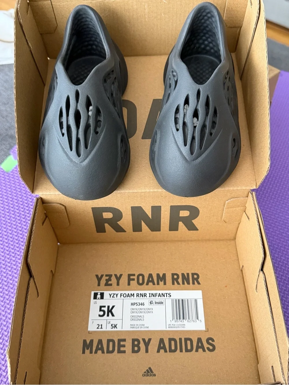 adidas Kids Black Foam Slip-On Sandals